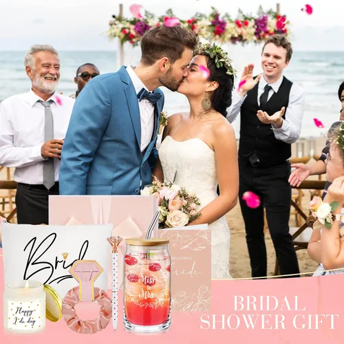 Miniatura 7 de Irenare Regalos de boda, regalo de despedida de soltera para novia, incluye vaso con forma de Sra. Can con bolsa de maquillaje con pajilla