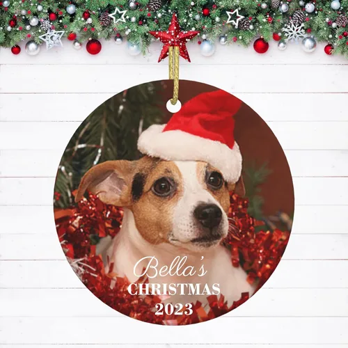 Adornos personalizados para perro para árbol de Navidad 2025 con imagen de perro, foto nombre, adorno personalizado para gatos y mascotas, Foto6