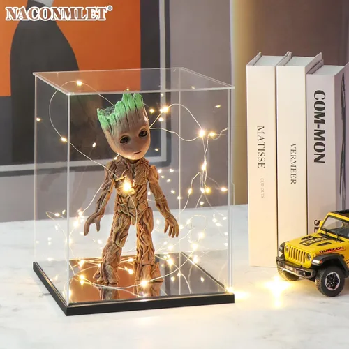 Miniatura 3 de Vitrina de acrílico transparente premium con iluminación LED – Escaparate a prueba de polvo con protección UV para máscara Lego Venom 76187, cascos