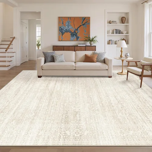 Miniatura 39 de Soalmost Alfombras de área de 5 x 7 pies para sala de estar, alfombras lavables florales beige para comedor, dormitorio, oficina en casa, alfombra