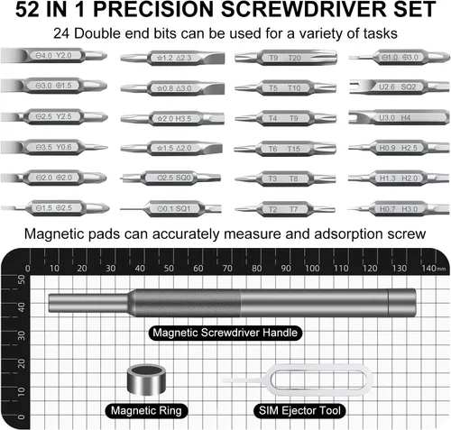 Miniatura 2 de Juego de destornilladores de precisión 52 en 1, kit de herramientas de reparación magnéticas mini profesional para teléfono, computadora, anteojos