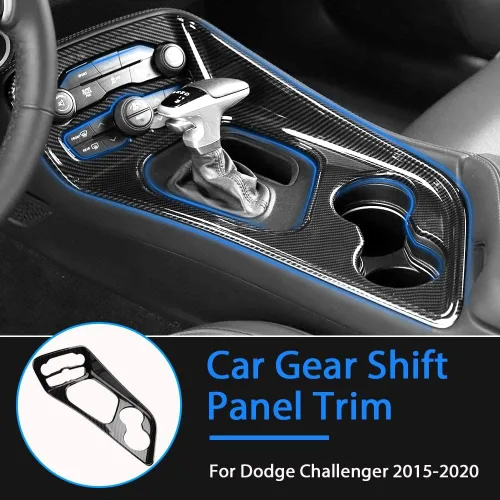 Miniatura 2 de Karltys Cubierta de panel de palanca de cambios para Dodge Challenger 2015-2024 2025+ + consola central de fibra de carbono, panel de palanca