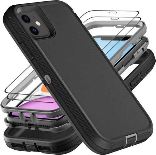 Miniatura 7 de YKHJKLEC Funda para iPhone 11, Grado Militar 3 en 1 Resistente de Servicio Pesado a Prueba de Golpes/Caídas/Polvo con 2 Protectores de Pantalla
