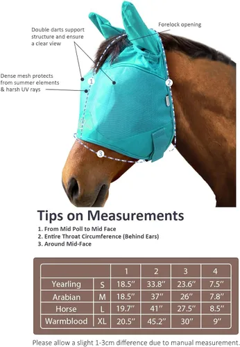 Miniatura 6 de Harrison Howard Telas multifunción a prueba de rayos UV, acolchado de vellón grueso, máscara de mosca de caballo, media cara con orejas, caballo