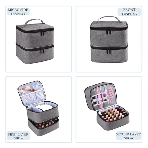 Miniatura 6 de Organizador de esmalte de uñas, almacenamiento de esmalte de uñas con capacidad para 30 botellas y lámpara de uñas, funda organizadora de bolsa