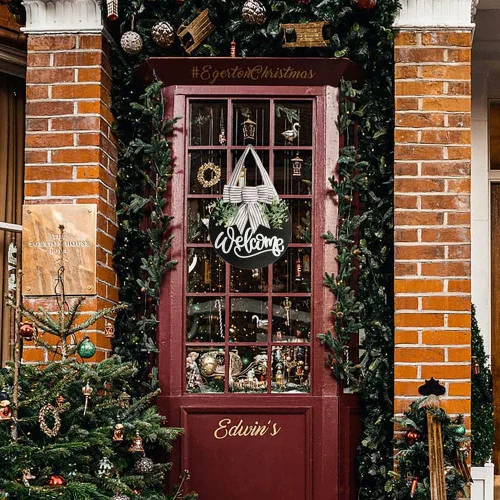 Miniatura 7 de Cartel de Bienvenida para Puerta Delantera con Decoración de Corona para Todas las Estaciones Decoración de Porche Delantero Colgante Regalo