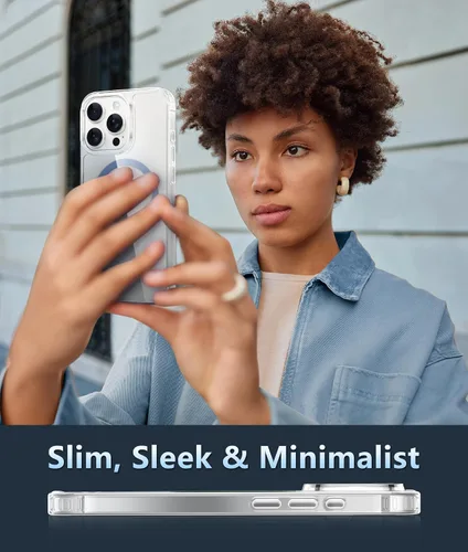 Miniatura 711 de FNTCASE Funda para iPhone 13 Pro-Max: Fundas magnéticas transparentes compatibles con Magsafe Slim anti amarillamiento protección contra caídas