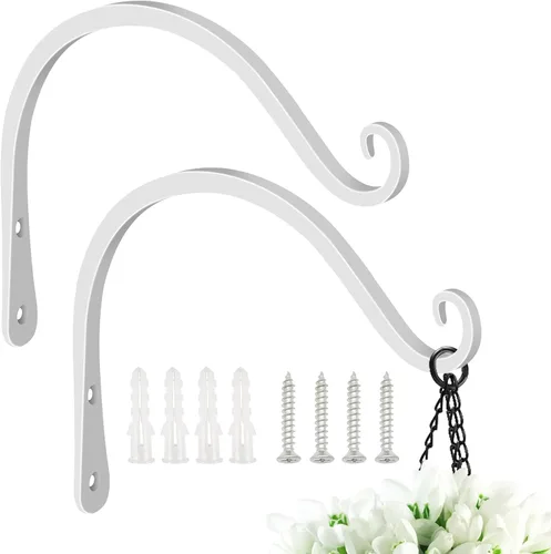 Miniatura 14 de FEED GARDEN Ganchos de pared para plantas colgantes de 10 pulgadas, paquete de 2 soportes de metal resistentes para plantas, con capacidad para 48