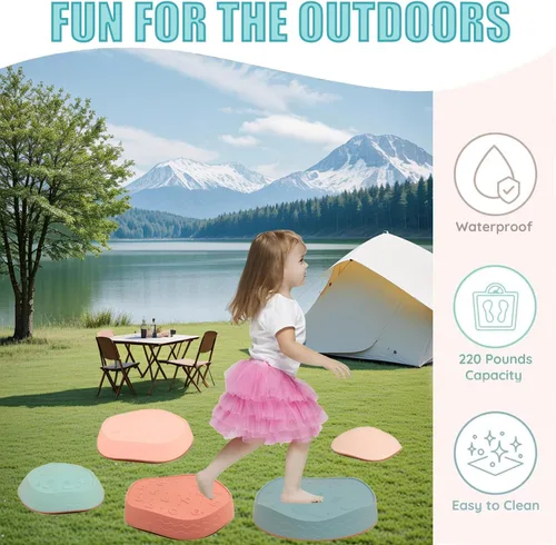 Miniatura 7 de Fanboxk - Piedras de equilibrio para niños, piedras sensoriales antideslizantes para promover habilidades de equilibrio y coordinación en niños