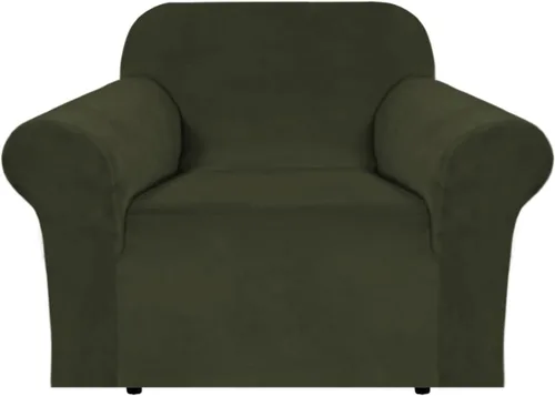 Miniatura 79 de H.VERSAILTEX Funda de terciopelo elástico para sillón, funda para sillón de 1 cojín para sala de estar, funda de muebles hecha de terciopelo grueso