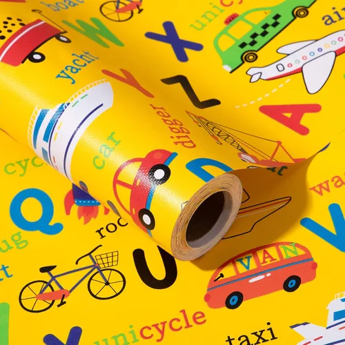 Miniatura 9 de LeZakaa Rollo de papel de regalo reversible de cumpleaños para niños y hombres, letras de feliz cumpleaños, pastel de cumpleaños con lámina metálica