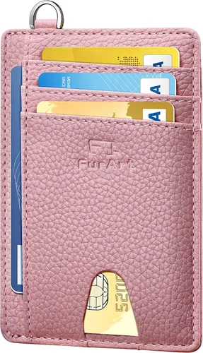 FurArt - Cartera minimalista delgada con bolsillo frontal, bloqueo de identificación de radiofrecuencia (RFID), tarjetero, para hombres y mujeres