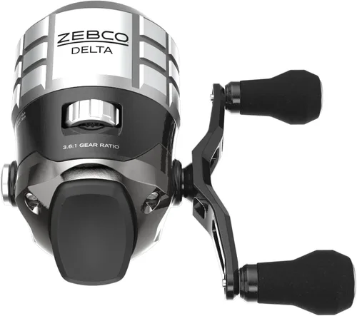 Zebco Carrete de pesca Delta Spincast, embrague instantáneo antirretroceso, engranajes totalmente metálicos, recuperación cambiable a mano derecha o