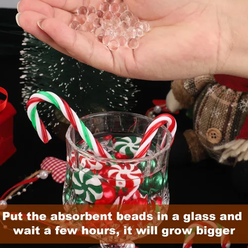 Miniatura 5 de 120 piezas de relleno de jarrón de Navidad, relleno de jarrón flotante, cuentas de relleno de jarrón de Navidad, bastón de caramelo, perlas