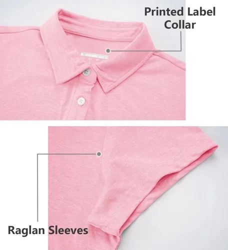 Miniatura 6 de BIYLACLESEN Polo para mujer de manga corta 4 botones de secado rápido