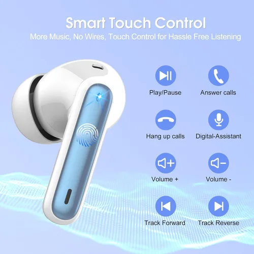 Miniatura 7 de Auriculares Inalámbricos 2024 Bluetooth 5.3 Auriculares HiFi Estéreo, 40H Tiempo de Reproducción Intrauditivos, Auriculares Bluetooth con Pantalla