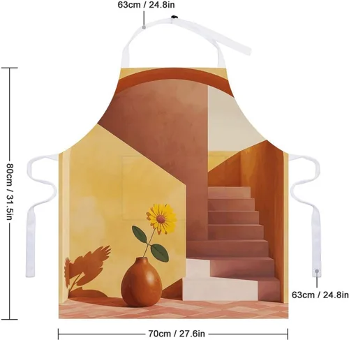 Miniatura 2 de MUSM Apron for Adults - 27.6 X 31.5 Inch, Heavy-Duty Polyester Aprons with Two Large Pockets, Waterproof Vase And Flowers Kitchen Apron for Cooking