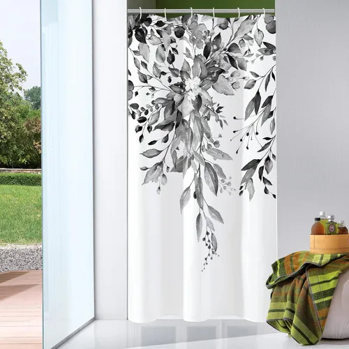 Miniatura 51 de Gibelle - Cortina de ducha de eucalipto marrón, hojas de plantas de acuarela con diseño floral, juego de cortina de ducha con ganchos, 72 x 72