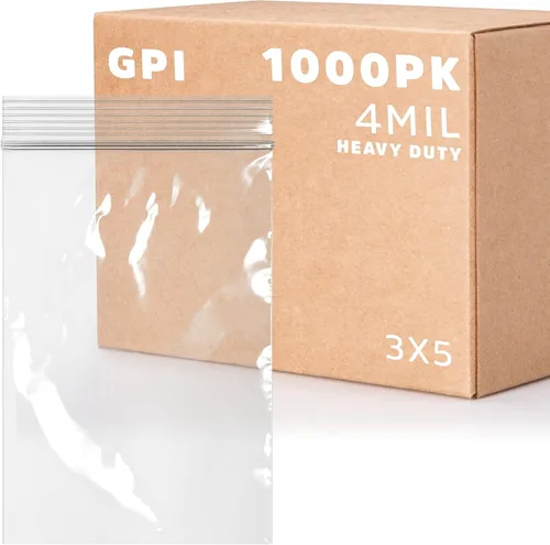 Miniatura 43 de GPI - Caja de 1000 bolsas de plástico transparente con cremallera de 3 x 3 pulgadas - Bolsas de polietileno resistentes a granel de 4 mil de grosor