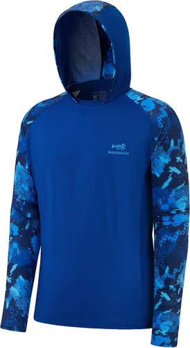 Miniatura 15 de BASSDASH Camisa de pesca de rendimiento UPF 50 para hombre, sudadera con capucha de camuflaje de manga larga FS17M