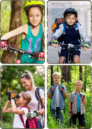 Miniatura 2 de Geyoga 12 pares de guantes de ciclismo antideslizantes de gel para niños, guantes de ciclismo para niños de verano, para montar al aire libre, 5-8