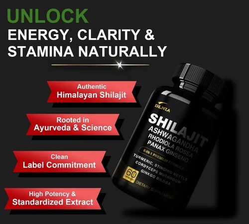 Miniatura 8 de DLNIA Shilajit 8 en 1 para hombres y mujeres con suplemento orgánico del Himalaya Ashwaganda con Rhodiola Rosea, ginseng, cúrcuma, hongos