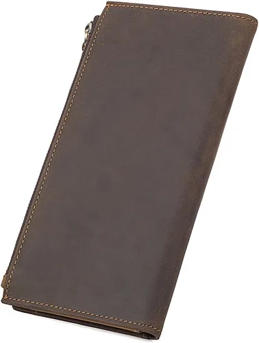 Miniatura 4 de Genda 2Archer Billetera RFID de cuero genuino vintage para hombre, Marrón, Vintage