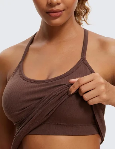 Miniatura 5 de CRZ YOGA - Camisetas deportivas para mujer, sin mangas, sin costuras, con espalda cruzada y brasier incorporado, camisetas para entrenamiento