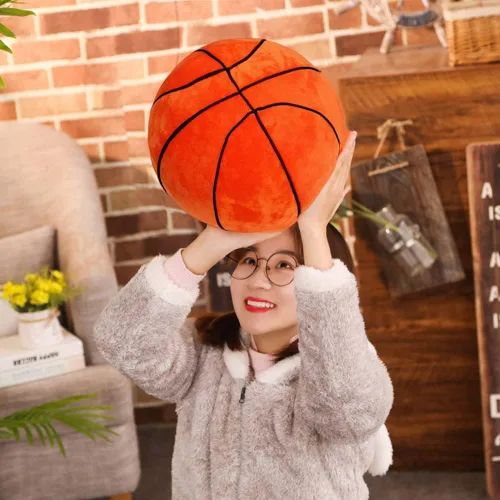 Miniatura 3 de Peluche de baloncesto, almohada de felpa de baloncesto de fútbol, juguete de peluche deportivo, almohada decorativa redonda grande de baloncesto
