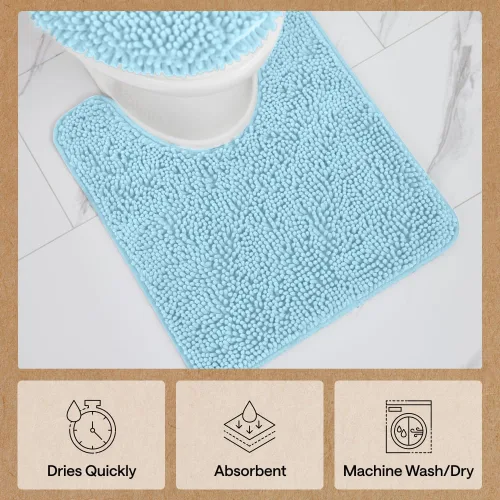 Miniatura 360 de Gorilla Grip - Tapete de baño de felpilla gruesa, suave y absorbente, secado rápido, de microfibra, con reverso de caucho, para piso de ducha, Nube