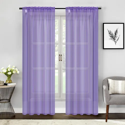 Miniatura 5 de Empire Home Charli - Juego de 2 paneles de cortina de gasa transparente sólida para ventana (120 pulgadas, superlargos, negro)