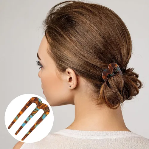 Miniatura 5 de 2 horquillas de pelo francés grandes en forma de U para mujeres, horquillas de pelo de 3 puntas para moños, horquilla de pelo con giro francés
