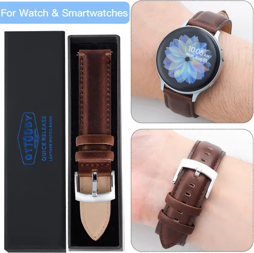 Miniatura 7 de OTTOODY Correas de cuero para reloj de 0709in 0787in 0827in 0866in correa de reloj de cuero de grano superior para hombres y mujeres elegantes