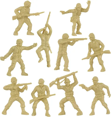 Miniatura 3 de BMC Classic Tan Plastic Army Men - 40 figuras de soldado de la Segunda Guerra Mundial - Fabricado en Estados Unidos Bronceado