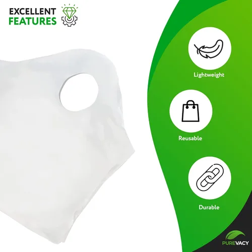 Miniatura 5 de Bolsos al por menor de la manija superior de la onda, blanco, polietileno, manija cortada con tintas lleva a cabo los bolsos