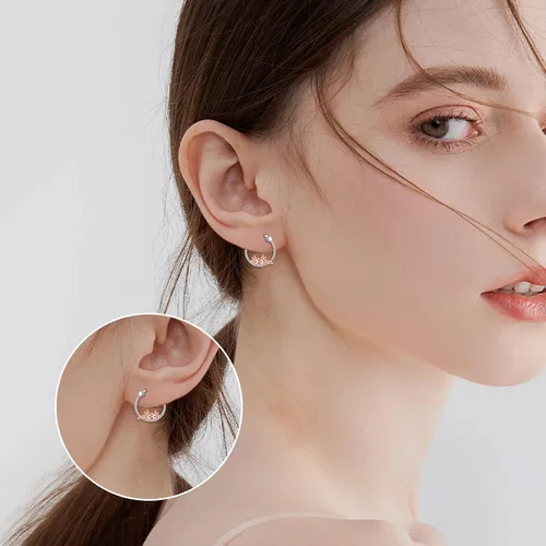 Miniatura 102 de VONALA Bonitos aretes de aro de plata de ley 925, regalos de cumpleaños para mujer