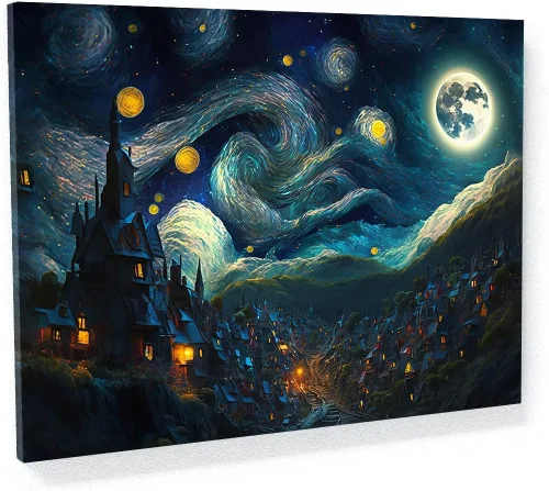 Miniatura 59 de Sense Canvas Pop Art The Starry Night 20 - Lienzo decorativo para decoración del hogar, póster grande de 40 x 30 pulgadas, 0.75 pulgadas