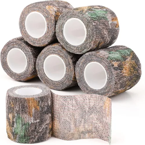 Miniatura 7 de Cinta adhesiva de camuflaje de 6 rollos, 1/2/3/4 pulgadas x 14.8 pies, vendaje autoadhesivo de camuflaje para acampar al aire libre, tira elástica