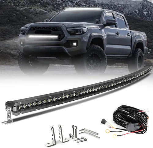 Miniatura 10 de CO LIGHT - Barra de luz LED curvada de 20 pulgadas de una fila Lente de proyector 6D Combo de haz puntual y amplio Luz de conducción delgada