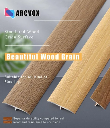 Miniatura 4 de Tiras de transición de moldeo en T de grano de madera, tiras de cubierta de umbral de aleación de aluminio, decoración de borde de alfombra a LVT