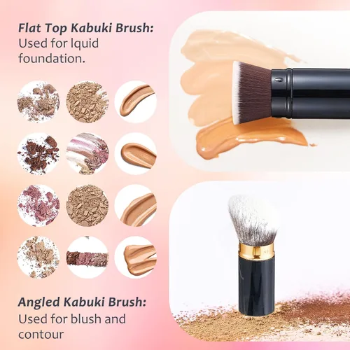 Miniatura 5 de Tessco for you 2 brochas de maquillaje retráctiles Kabuki, brochas de maquillaje en polvo, base, brochas de viaje portátiles para rubor