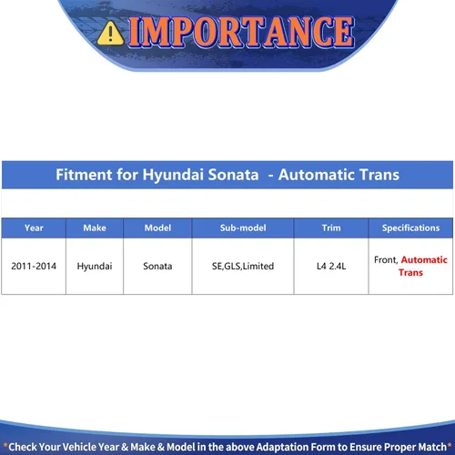 Miniatura 2 de Conjunto de eje de eje CV compatible con Hyundai Sonata 2011 2013 2012 2014 GLS SE Limited 2.4L, Juntas CV laterales izquierda derecha delantera