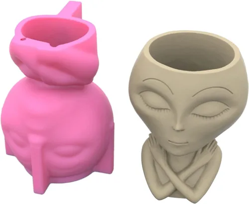 Miniatura 8 de Molde de silicona de hormigón alienígena para macetas suculentas, moldes de yeso de cemento de arcilla, moldes de bricolaje para macetas de jardín