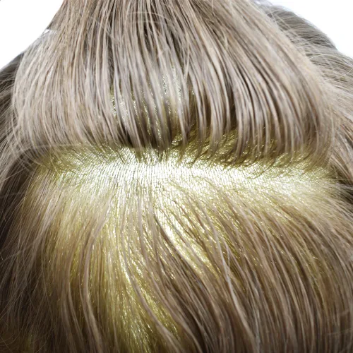 Miniatura 6 de Toupee para hombres Sistema de reemplazo de cabello humano real duradero invisible para hombre Toupee Hair Piece para hombres Poly Men Sistema