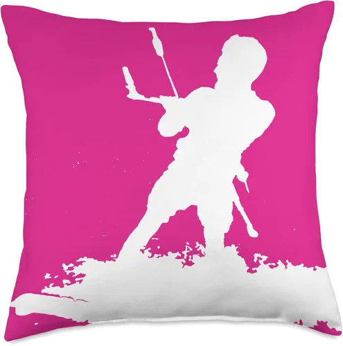 Miniatura 4 de Kitesurf Gifts and Surf Lover Tees by taiche Kitesurfing Enthusiast Riding A Wave - Almohada de silueta blanca, 16 x 16 pulgadas, multicolor