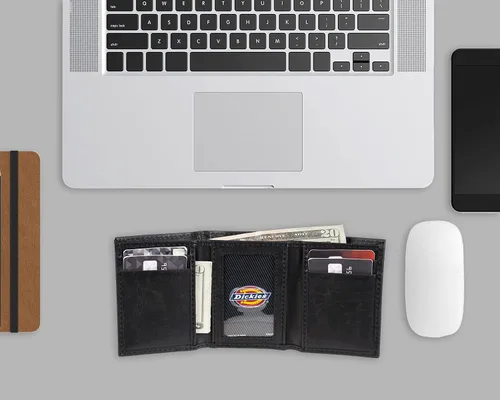 Miniatura 6 de Dickies Cartera triple de cuero para hombre Negro
