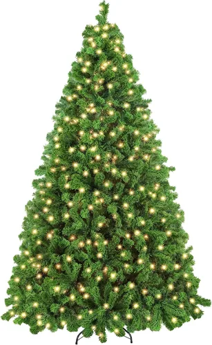 Miniatura 22 de Yaheetech Árbol de Navidad artificial preiluminado de 4.5 pies con luces incandescentes de color blanco cálido, árbol de Navidad con 340 puntas