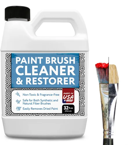 IMPRESA Limpiador de pinceles de pintura al óleo, limpiador de pintura acrílica y restaurador de pinceles, fórmula a base de agua inodoro - 32 onzas