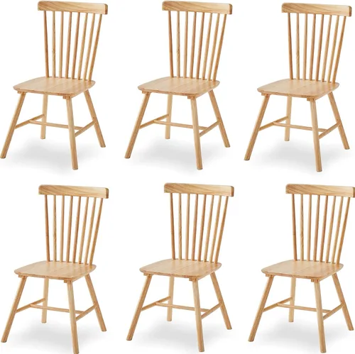 Miniatura 20 de Juego de 4 sillas de comedor tapizadas de madera maciza con asiento marrón acolchado de piel sintética para el hogar, cocina, sala de estar, comedor