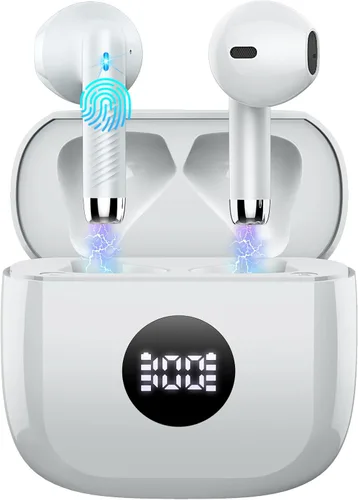 Miniatura 12 de Auriculares inalámbricos, Bluetooth 5.4, auriculares con pantalla LED de energía, bajos estéreo, auriculares Bluetooth intrauriculares